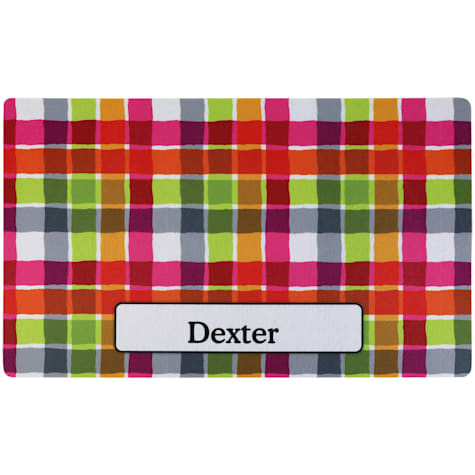 Drymate Pink Plaid Personalized Pet Feeding Mat