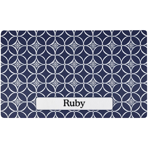 Drymate Indigo Navy and White Personalized Pet Feeding Mat