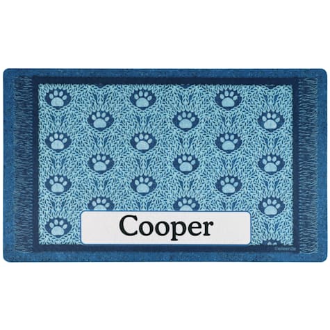 Drymate Blue Paw Braid Personalized Pet Feeding Mat