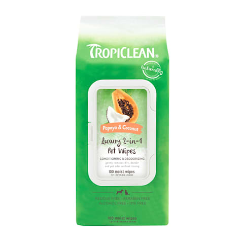 TropiClean Papaya & Coconut Luxury 2-in-1 Pet Wipes