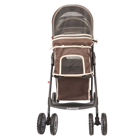 AmorosO Pet Brown White Convenience Pet Stroller