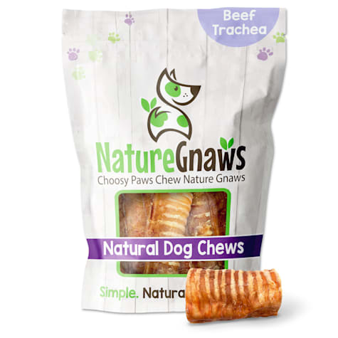 Nature Gnaws Natural Beef Trachea Tube Chews for Small Dogs
