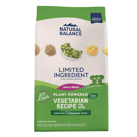 Natural Balance Limited Ingredient Small Breed Dry Dog Food w/ Vegan Plant Based Protein and Healthy Grains, Vegetarian