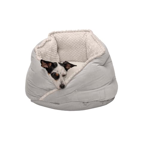 Furhaven Round Teacup Minky Plush & Velvet Calming Washable Hug Nest Dog Bed