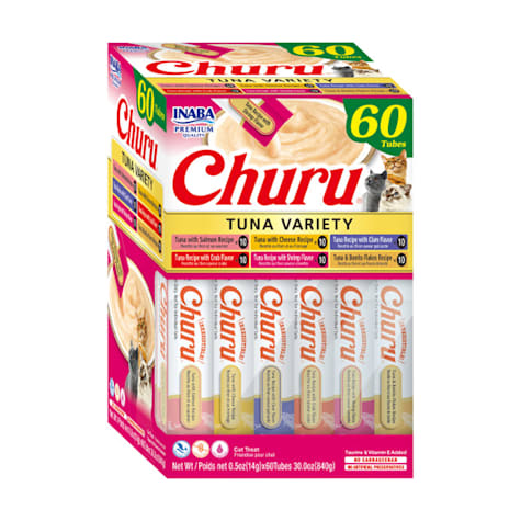 Inaba Churu Variety Box Tuna with Salmon, Cheese, Clam, Crab, Shrimp and Bonito Flakes Cat Treats