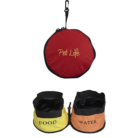 Pet Life Red Double Food and Water Travel Pet Bowl