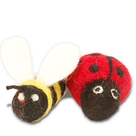 Karma Cat Natural Wool Ladybug and Bee Cat Toys