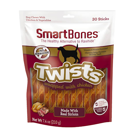 SmartBones Twists Wrapped With Chicken Made With Real Sirloin Dog Chews