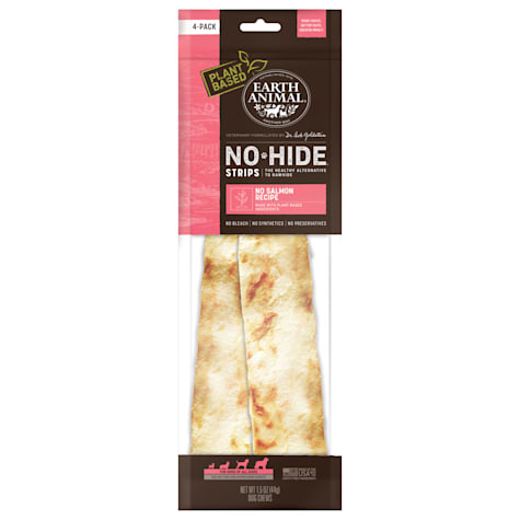 Earth Animal No-Hide Strips No Salmon Recipe Thin Natural Rawhide Alternative Dog Chew Treats