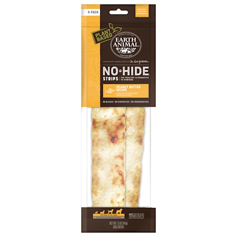 Earth Animal No-Hide Strips Peanut Butter Recipe Thin Natural Rawhide Alternative Dog Chew Treat