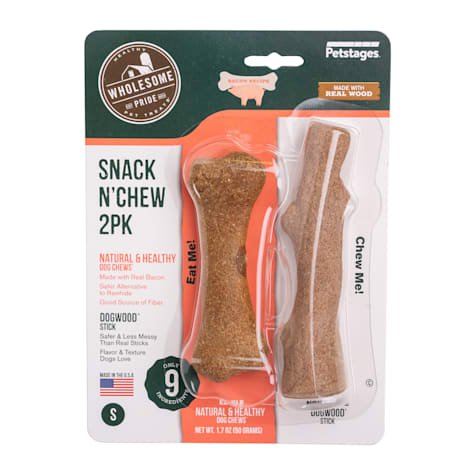 Wholesome Pride Snack N' Chew Bacon Edible Dogwood Stick & Chew Toys for Dogs