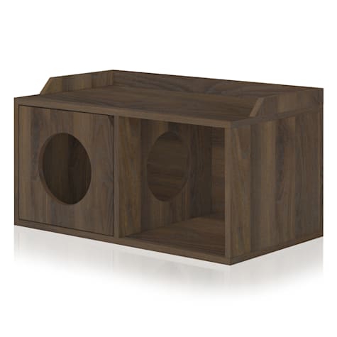 Way Basics Cat House 2 Hole with 1 Door in Royal Walnut