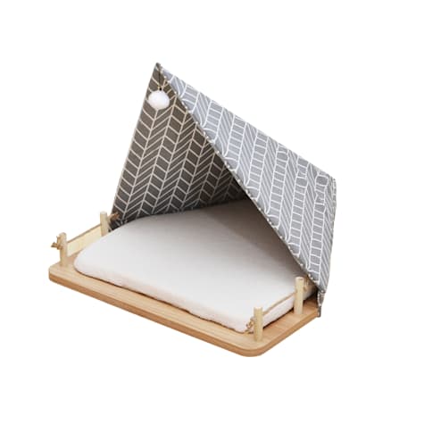 PetPals Group Camping Ground Tent-Style Pet Bed with Sof Plush Cusion