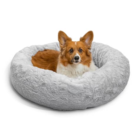 Best Friends by Sheri The Original Calming Donut Cat and Dog Bed in Lux Fur Gray