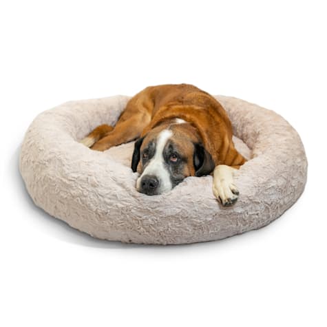 Best Friends by Sheri The Original Calming Donut Cat and Dog Bed in Lux Fur Oyster