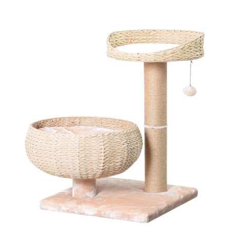 PetPals Group Cozy V2 Paper Handcrafted Basket Cat Tree, Top Perch Jute Rope Scratching Post