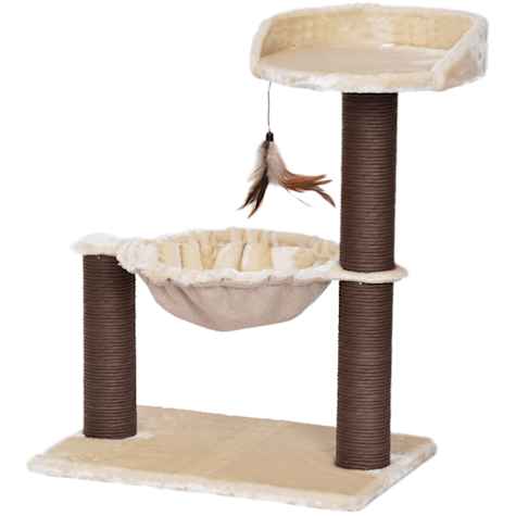PetPals Group Catry Natural Cozy Cat Tree with Soft Top Perch & Paper Rope Scratching Posts