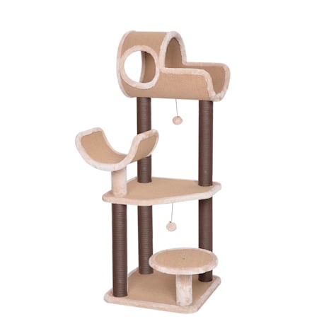 PetPals Group Catry Camel Multifunctional Cat Tree with Paper Rope Scratching Posts
