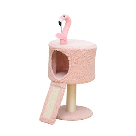 PetPals Group Catry Flamingo 2-Level Condo with Sisal Scratching Post Cat Toy