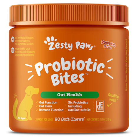 Zesty Paws Pumpkin Probiotic Bites Soft Chews for Dogs