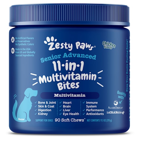 Zesty Paws Chicken Senior Advanced 11-in-1 Multivitamin Bites Soft Chews for Dogs