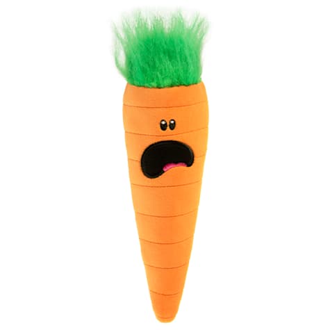 goDog Orange Tough N Texture Carrot Durable Plush & Textured Silicone Squeaky Dog Toy with Chew Guard Technology