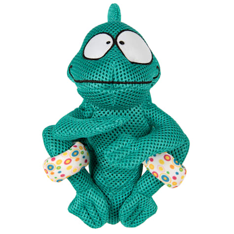 goDog Teal Double Chew Guard Technology Chameleon Squeaker Plush Dog Toy