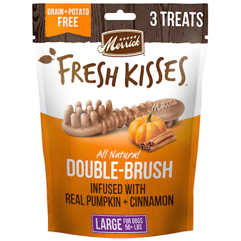 Merrick Fresh Kisses Natural Dental Chews, Treats Infused with Pumpkin and Cinnamon for Large Dogs Over 50 lbs.