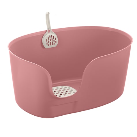 Richell Salmon Pink High Wall X Large Cat Litter Box