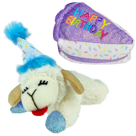 Multipet International Birthday Lamp Chop and Cake slice Cat Toy