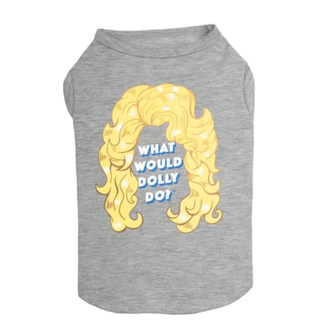 Doggy Parton Gray Apparel What Would Dolly Do Pet T-Shirt