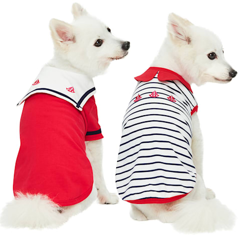 Blueberry Pet Cerise Red Summer Sailor Suit T-shirts for Dogs
