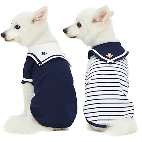 Blueberry Navy Blue Summer Sailor Suit T-shirts for Dogs