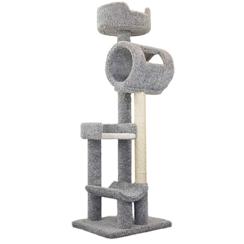New Cat Condos 140003- Solid Wood Gray Climbing Tower Cat Tree