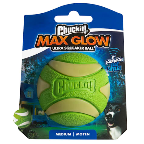 Chuckit! Max Glow Ultra Squeaker Dog Ball Fetch Dog Toy