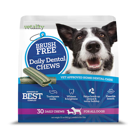 Vetality Brush Free Daily Dental Care Chews for Dogs