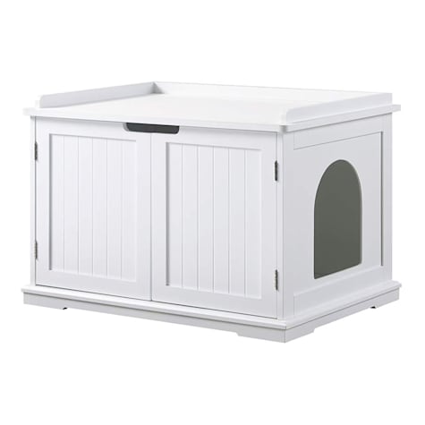 Unipaws White Cat Litter Box Enclosure Furniture
