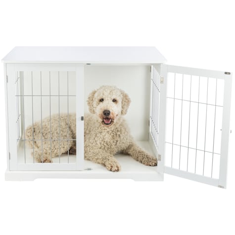 TRIXIE White Wooden Wire Crate Pet Home End Table