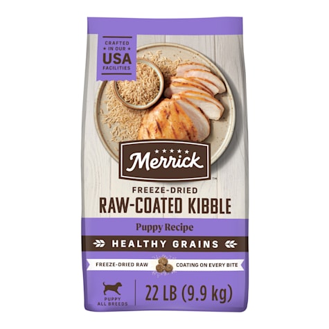 Merrick Healthy Grains Chicken and Brown Rice, Raw Coated Kibble, Natural High Protein Freeze Dried Puppy Food