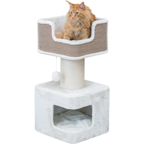 TRIXIE Ava XXL Cat Tree, Thick Scratching Post, Cat Condo, Cozy Platform with Cushion, Dangling Cat Toy