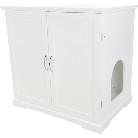 TRIXIE White XL Wooden Litter Box Enclosure with Storage Drawer