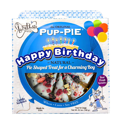 The Lazy Dog Cookie Co. The Original Pup-PIE Happy Birthday Pie Shaped Treat for a Charming Boy