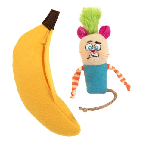 SmartyKat Playful Peeker Mouse and Banana Plush Catnip Cat Toys