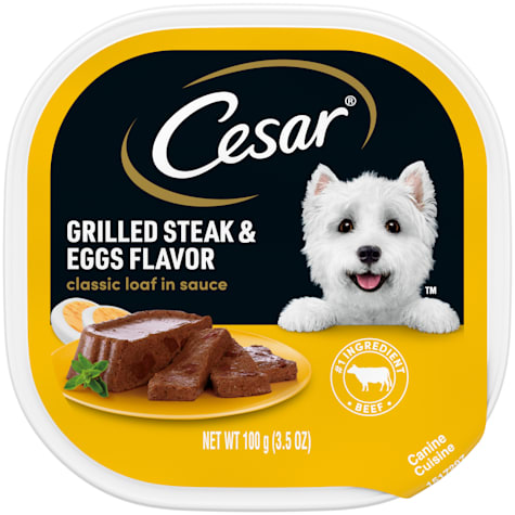 Cesar Classic Loaf in Sauce Grilled Steak and Eggs Flavor Wet Dog Food