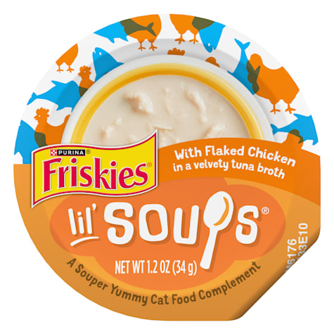 Purina Friskies Natural, Lil' Soups Flaked Chicken Grain Free Wet Cat Food Lickable Cat Treats