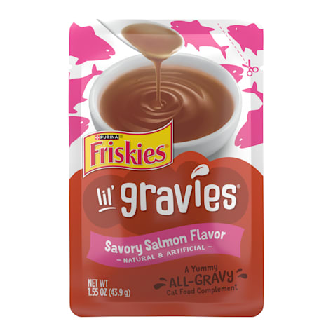 Purina Friskies Lil' Gravies Savory Salmon Flavor Cat Food Complement Lickable Cat Treats