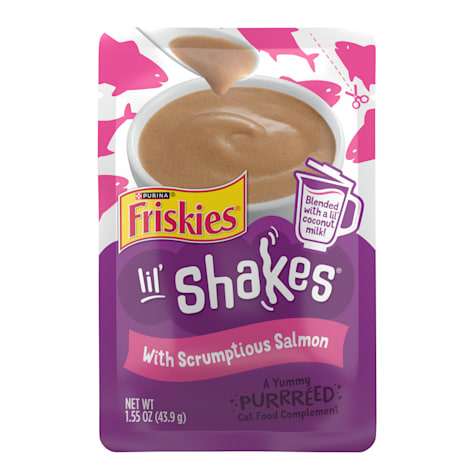 Purina Friskies Pureed Cat Food Topper, Lil' Shakes with Scrumptious Salmon Lickable Cat Treats