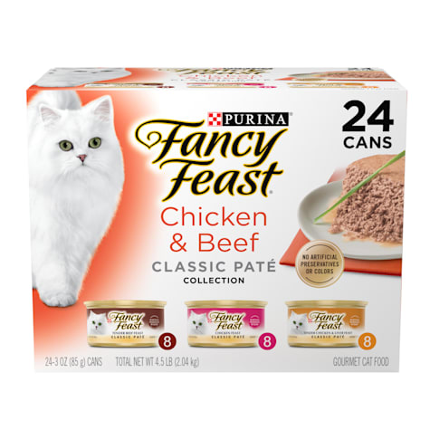 Fancy Feast Pate Chicken and Beef Classic Collection Grain Free Wet Cat Food Variety Pack