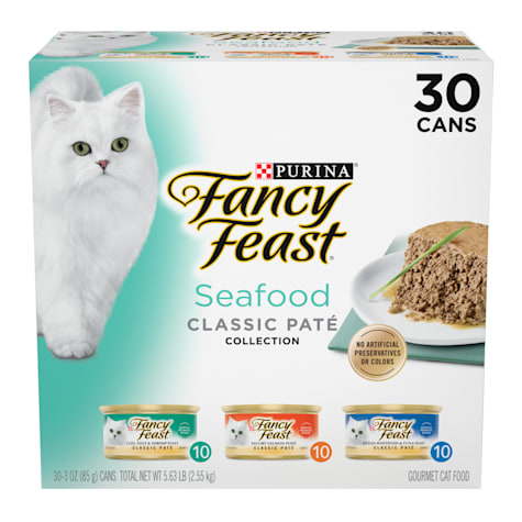 Fancy Feast Grain Free Seafood Classic Collection Pate Wet Cat Food Variety Pack