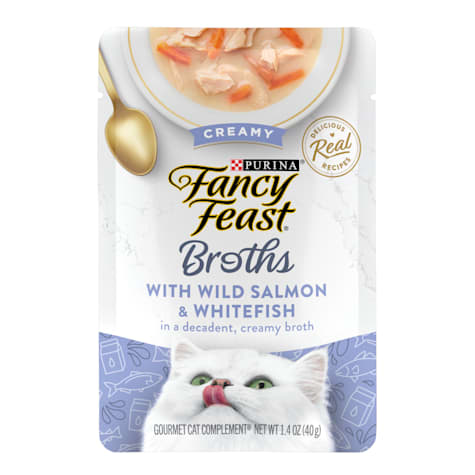 Fancy Feast Lickable Creamy Wild Salmon and Whitefish Wet Cat Food Broth Topper